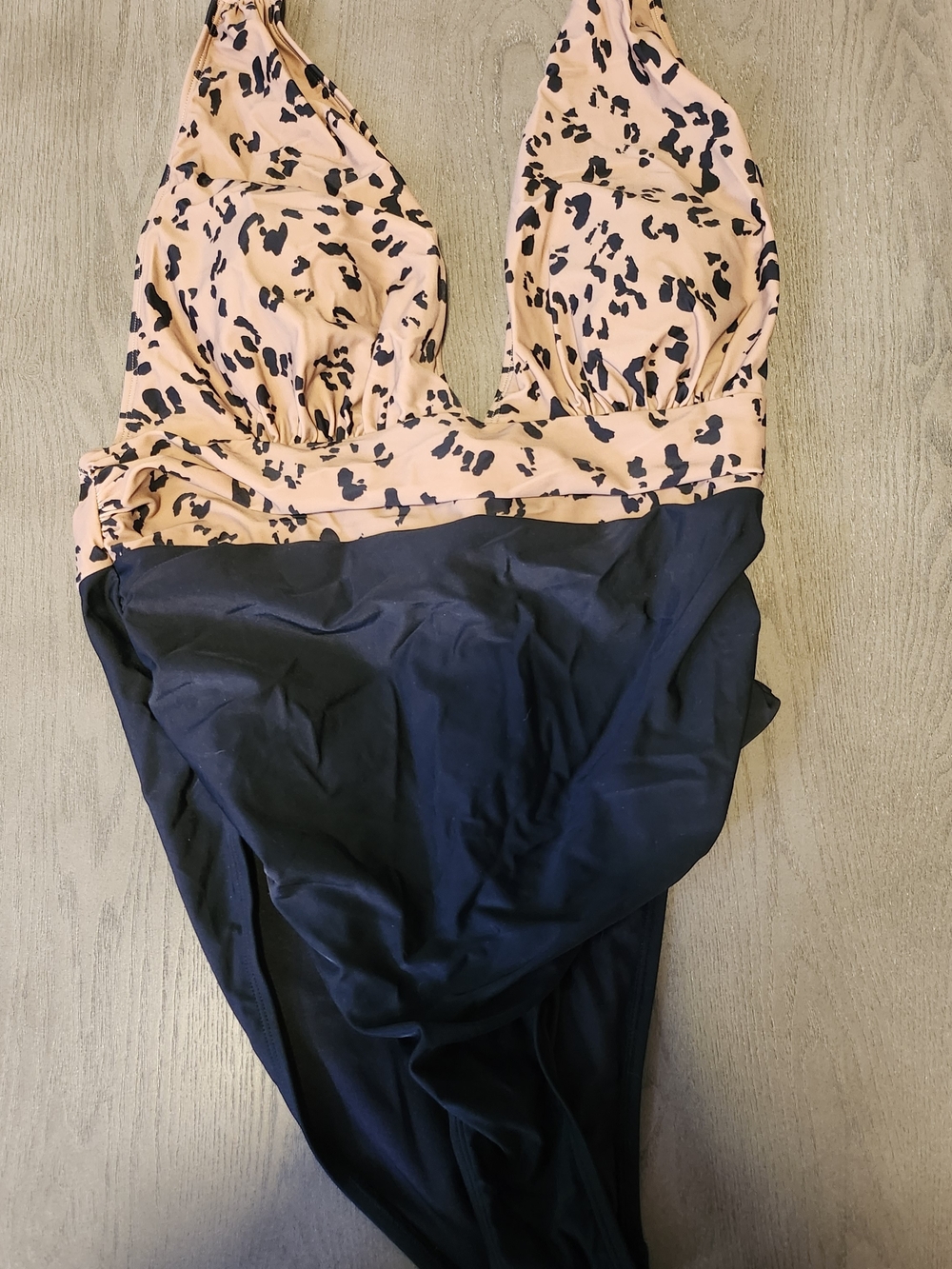 Cupshe Brown Leopard Print & Black One-Piece Swimsuit